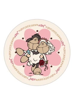Nici 34587 Kissen Just Married Kissen Brautpaar Jolly Mäh Rund Ø 26cm Plüsch
