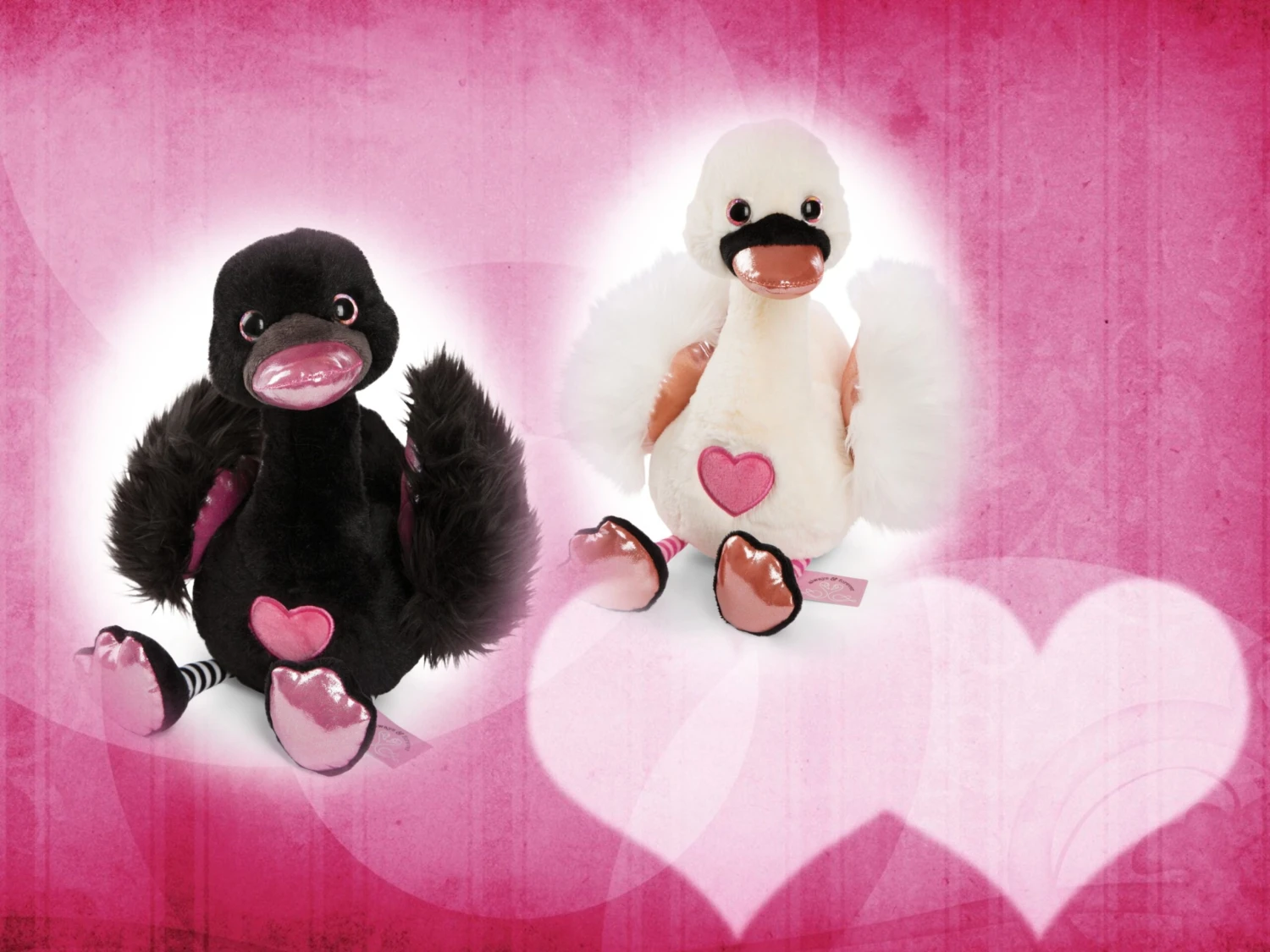 Nici 48266 + 48267 SET Zwei Schwäne 25cm Plüsch Kuscheltier Love Classics GREEN – Bild 2